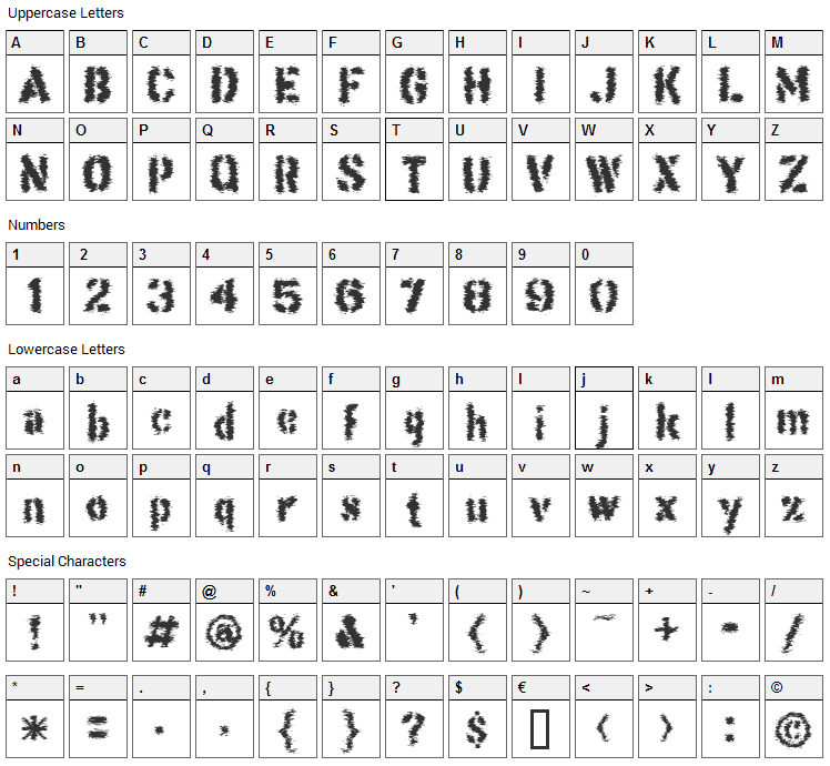 This Corrosion Font Character Map