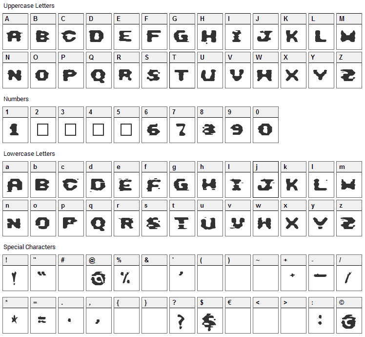 This Emulation Font Character Map