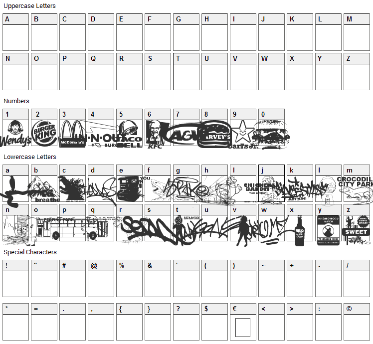 This Is My Town 3 Font Character Map