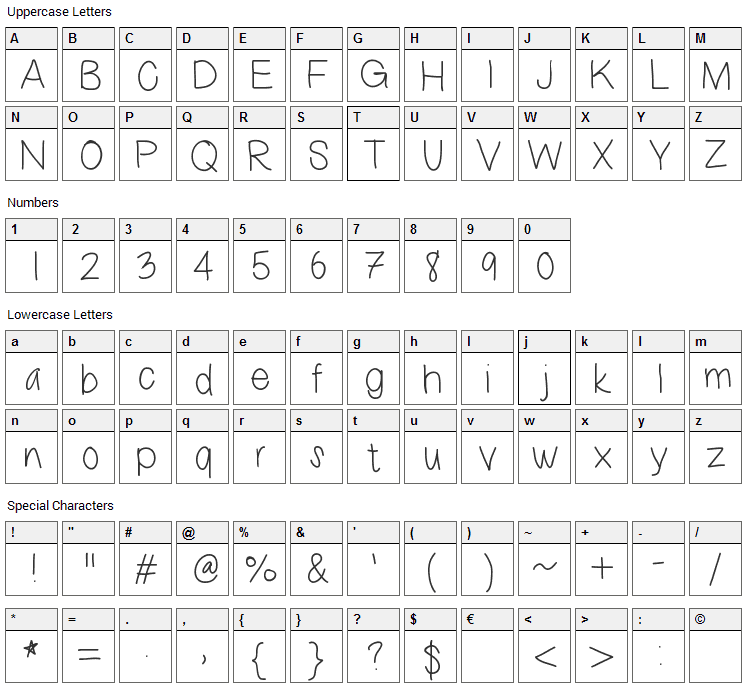 This Sux Font Character Map