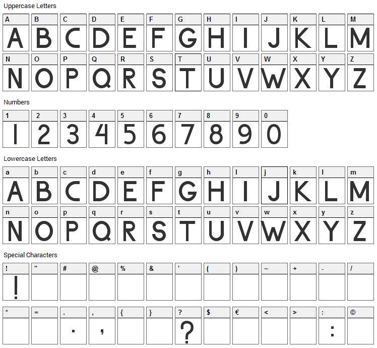 Thohir Ke Badreah Font Character Map