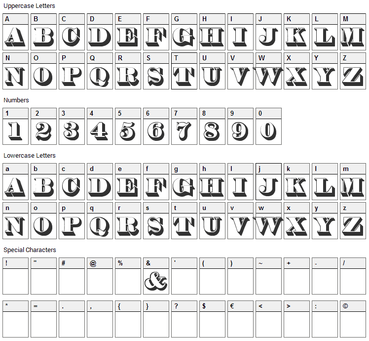 Thorne Shaded Font Character Map