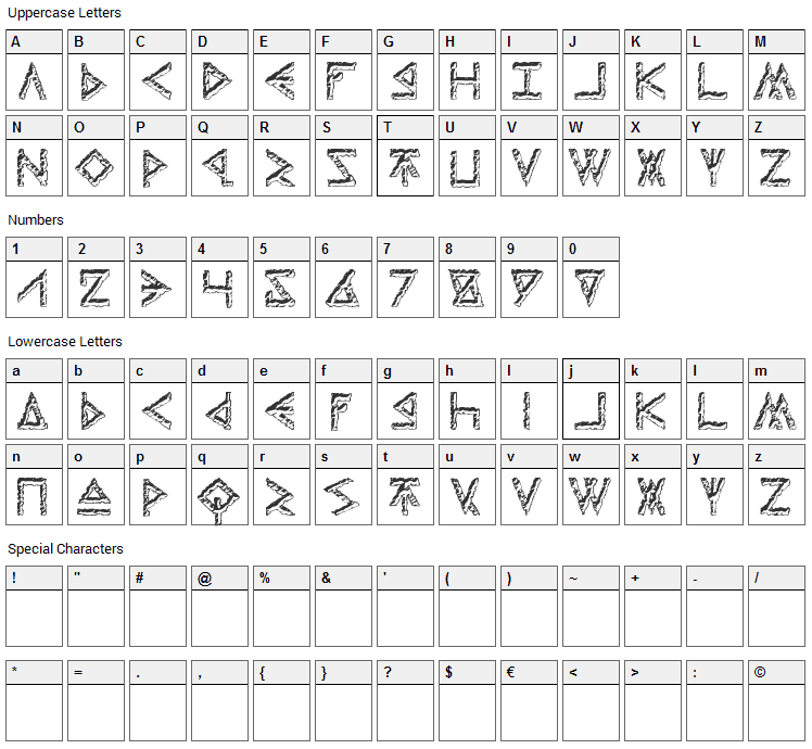 Thors Hammer Font Character Map