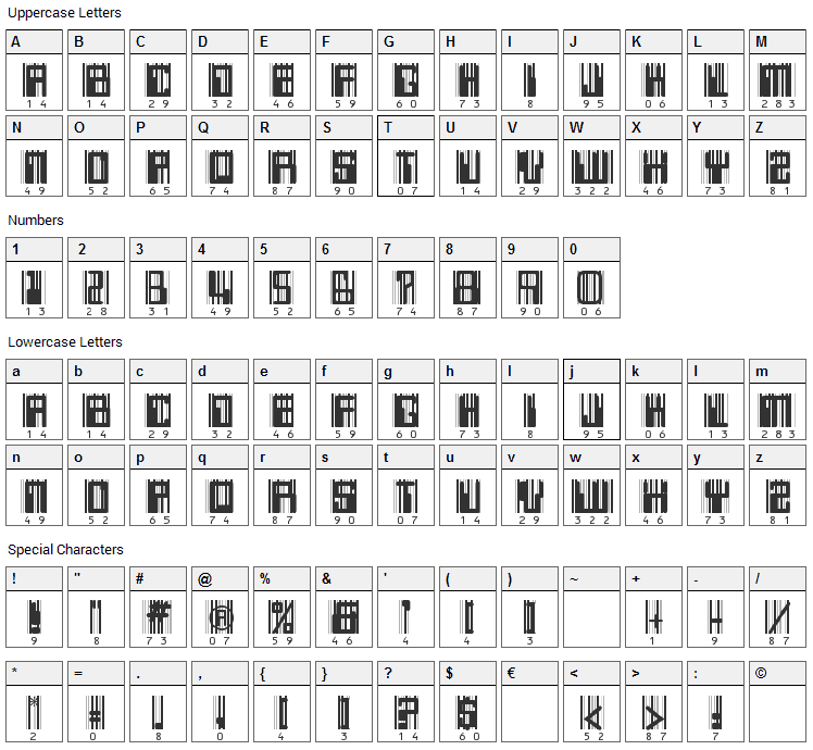 Thought Police Font Character Map