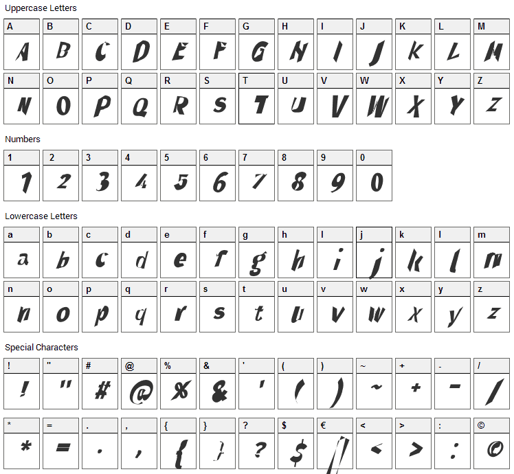 Through The Black Font Character Map