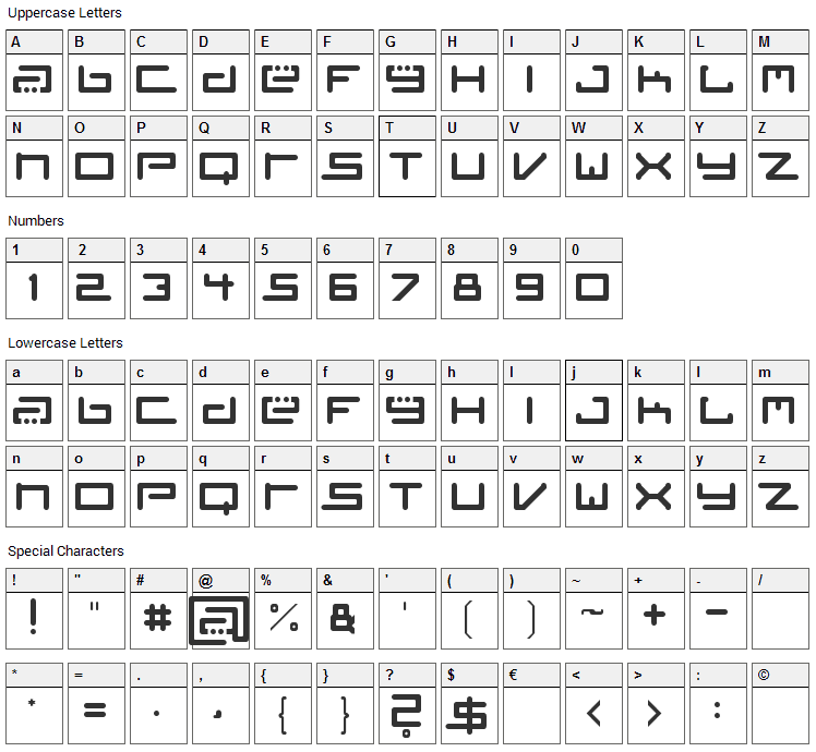 Tiesto Font Character Map