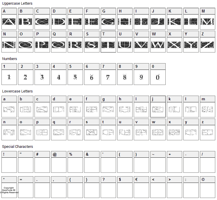 Time Pundits Font Character Map