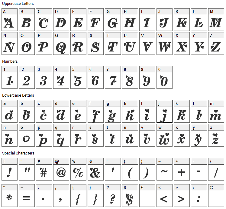 Times New Romance Font Character Map