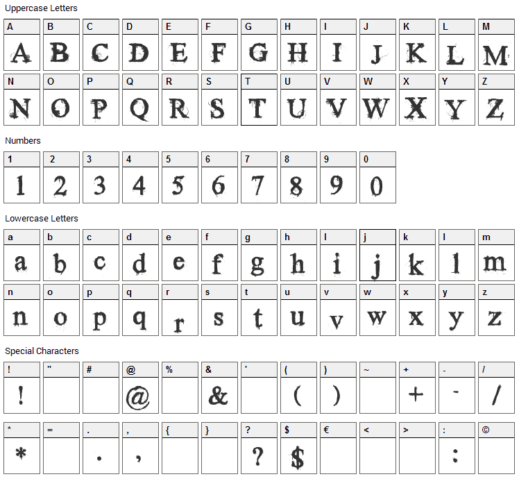 Times New Yorker Font Character Map