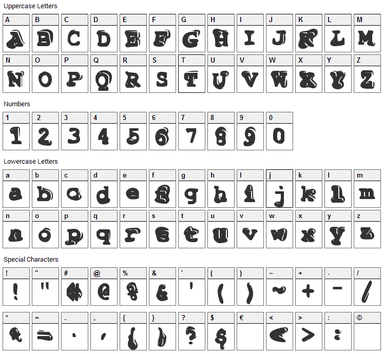 Tiptonian Font Character Map