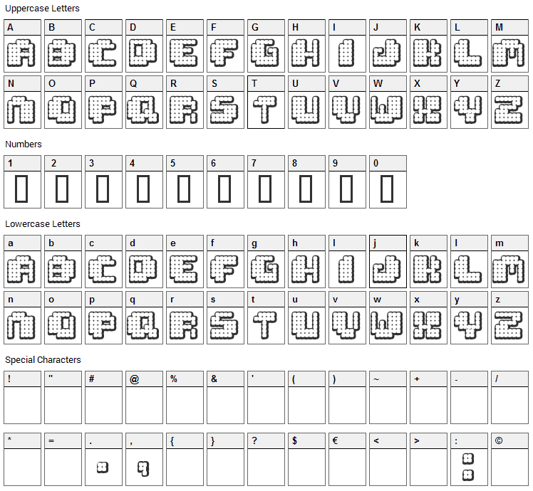 Tivoli Font Character Map