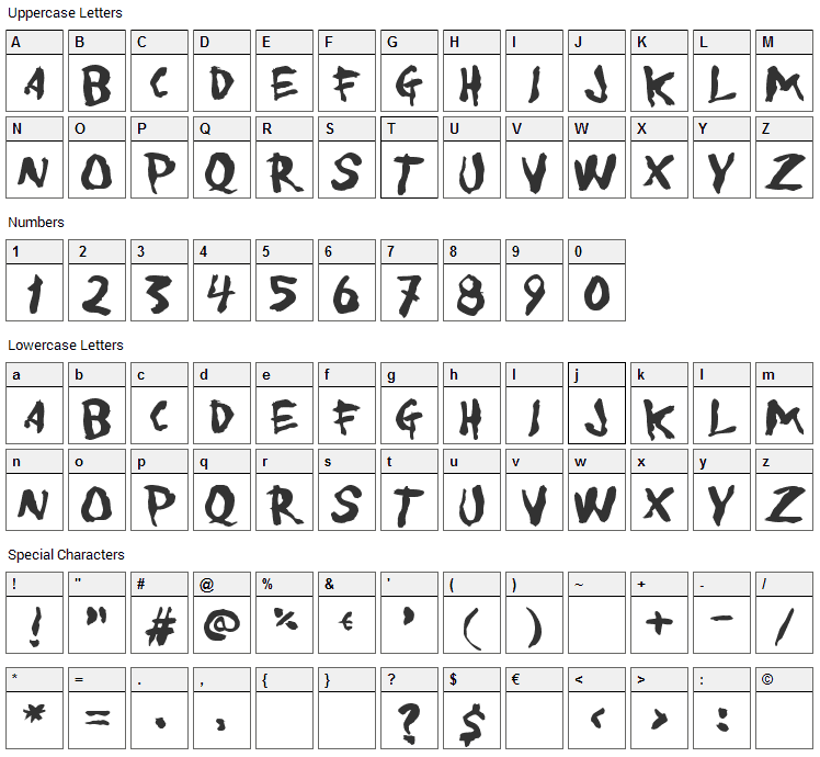 To Forgive Font Character Map