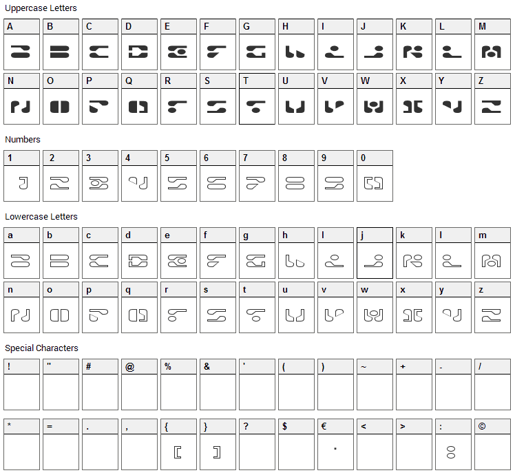 Toilet DNSP Font Character Map