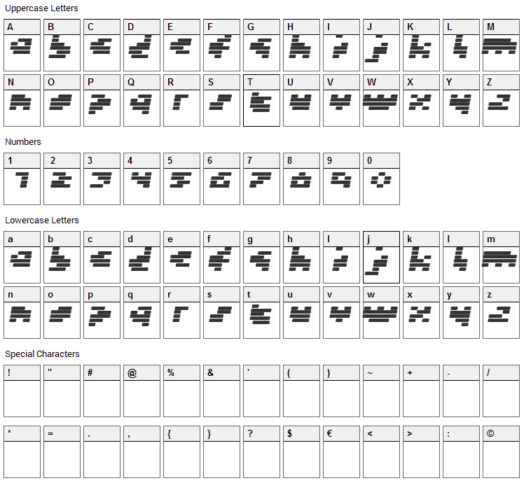 Token Font Character Map