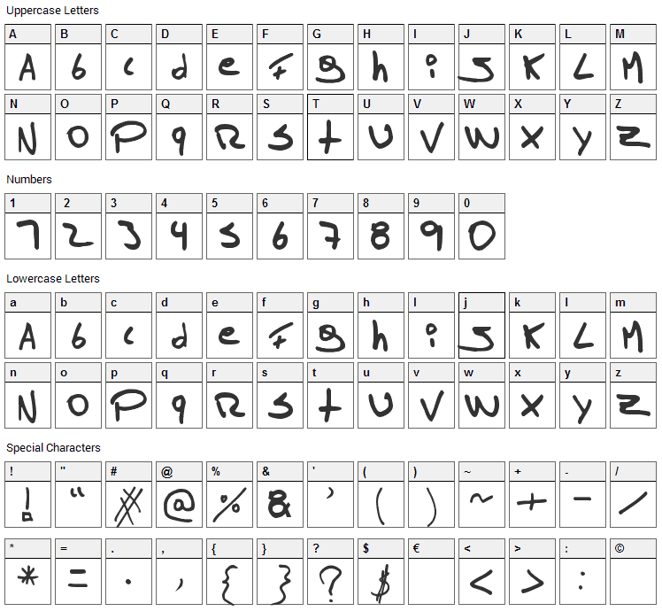 Tomas Massu Font Character Map