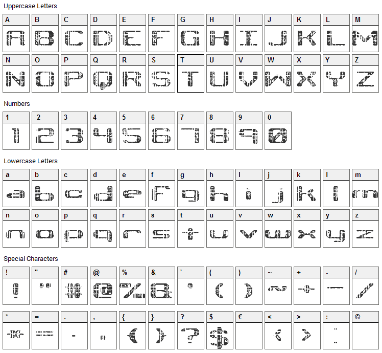 Tonik Font Character Map