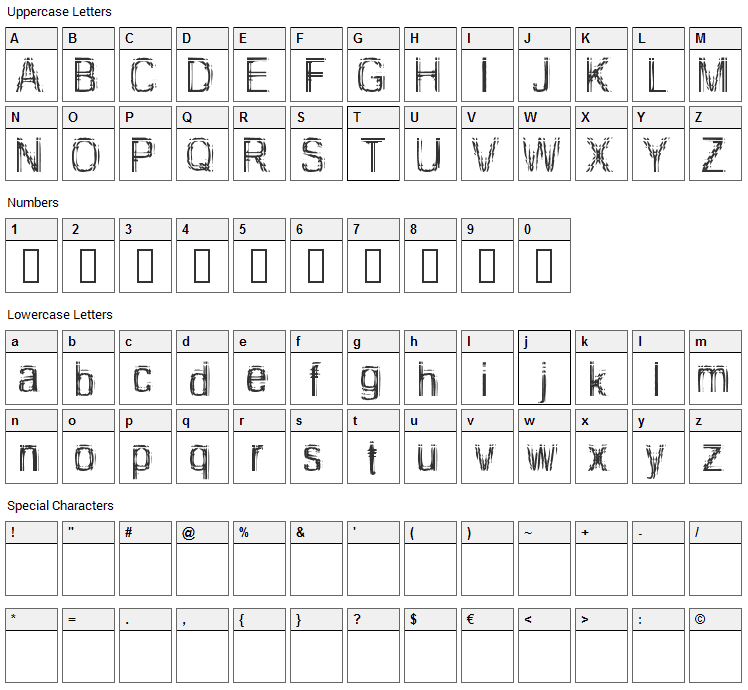 Too Damn Drunk Font Character Map