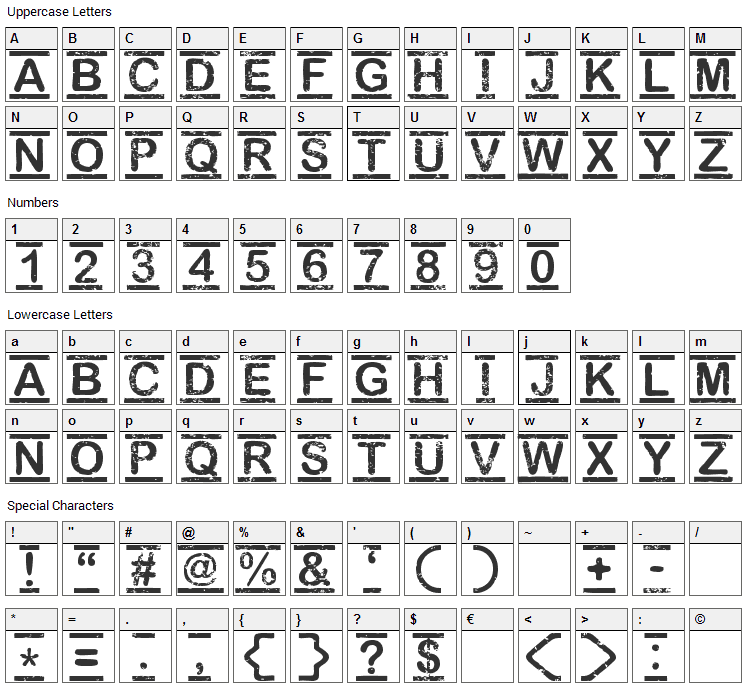 Top Secret Font Character Map