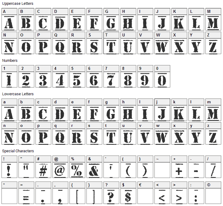 Top Secret Font Character Map