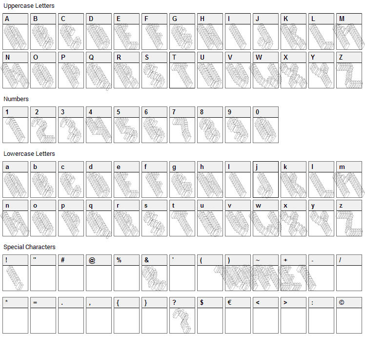 Topple Font Character Map