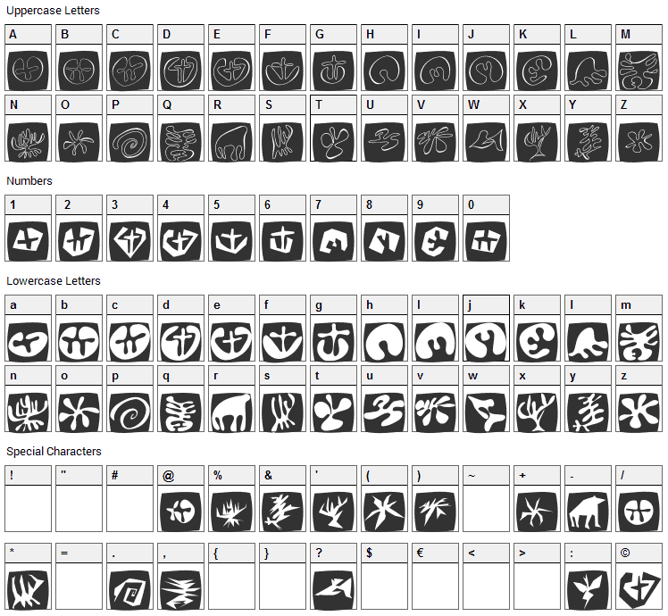 Total Floral Font Character Map