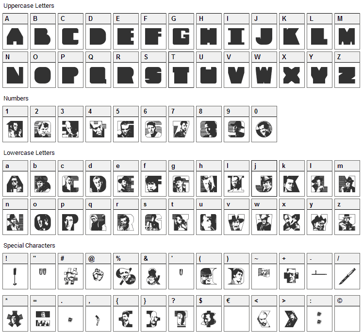 Tough Guyz Font Character Map