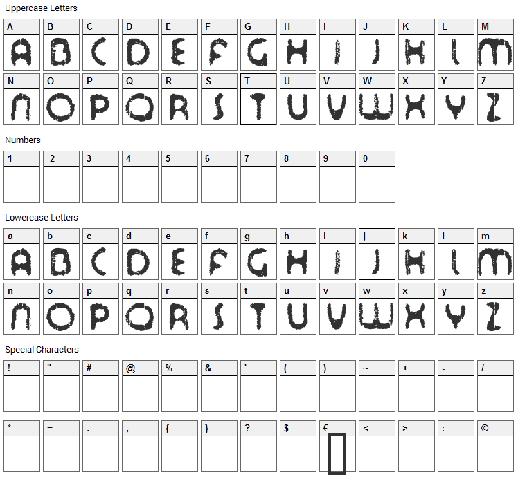 Tour de Font Font Character Map