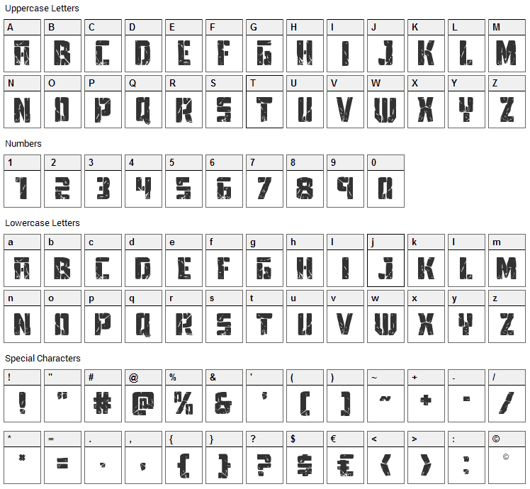 Tower Ruins Font Character Map