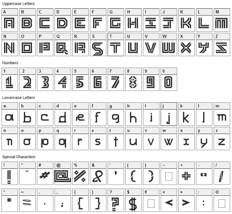 TrackMania Font Character Map