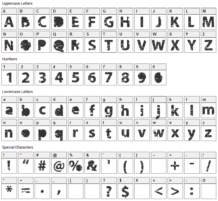 Tramyad Font Character Map