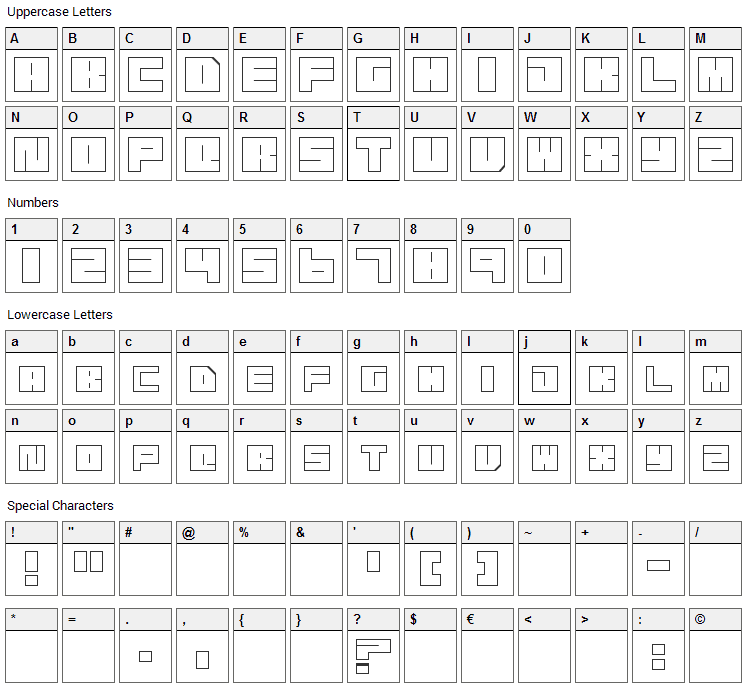 Transuranium Font Character Map