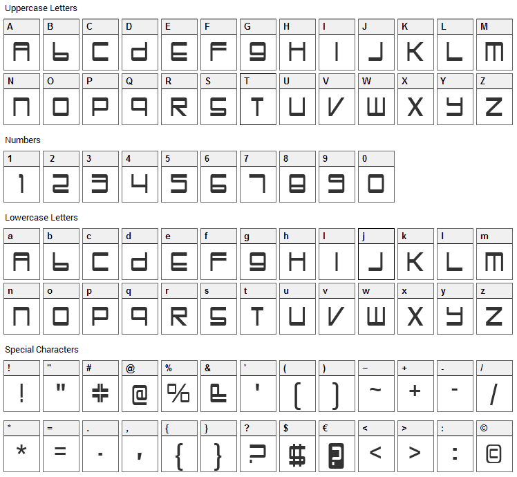 Trapper John Font Character Map