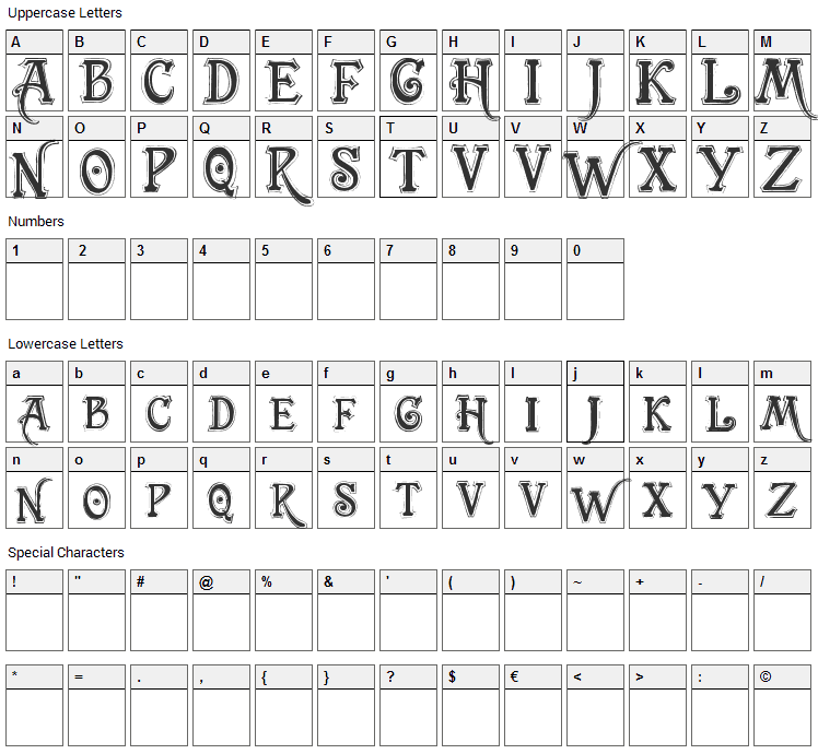 TrashBarusa Font Character Map