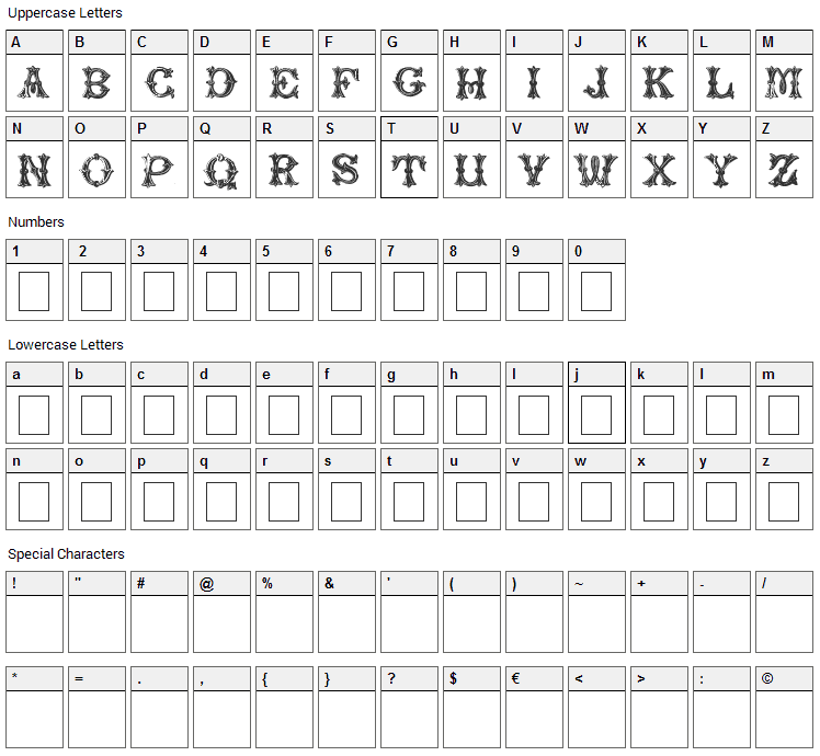 Trefoil Capitals Font Character Map