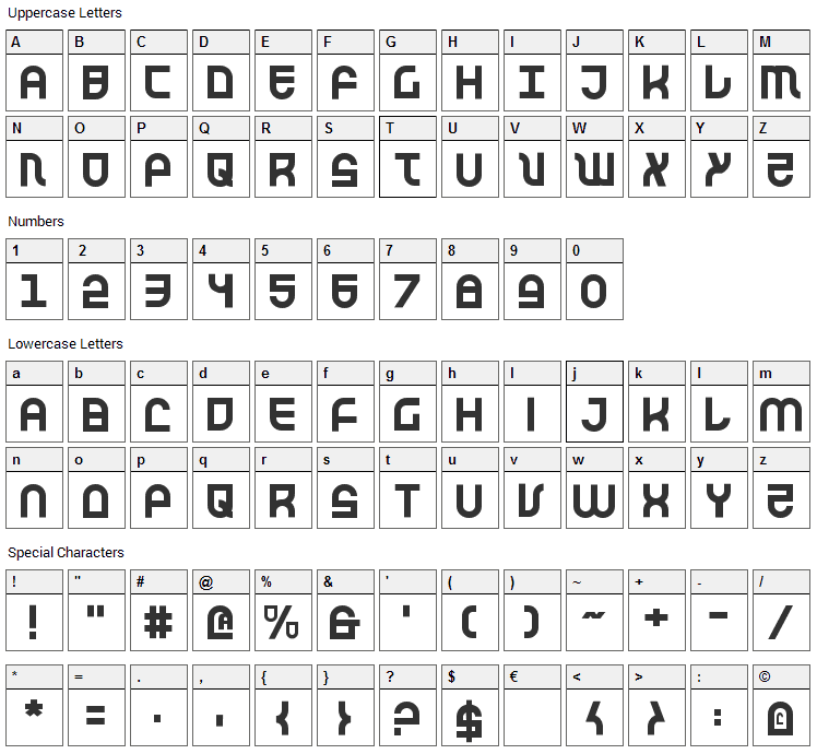 Trek Trooper Font Character Map