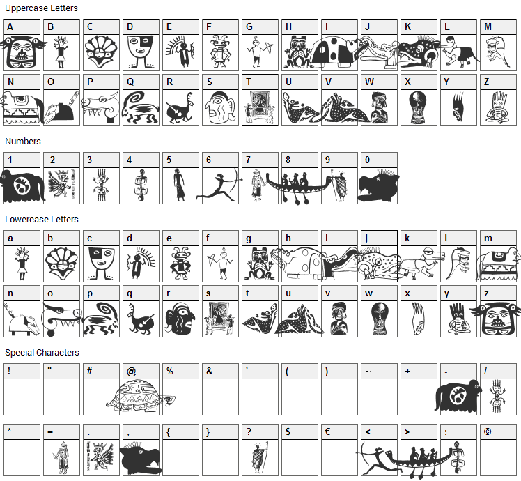 Tribalistica Figures Font Character Map