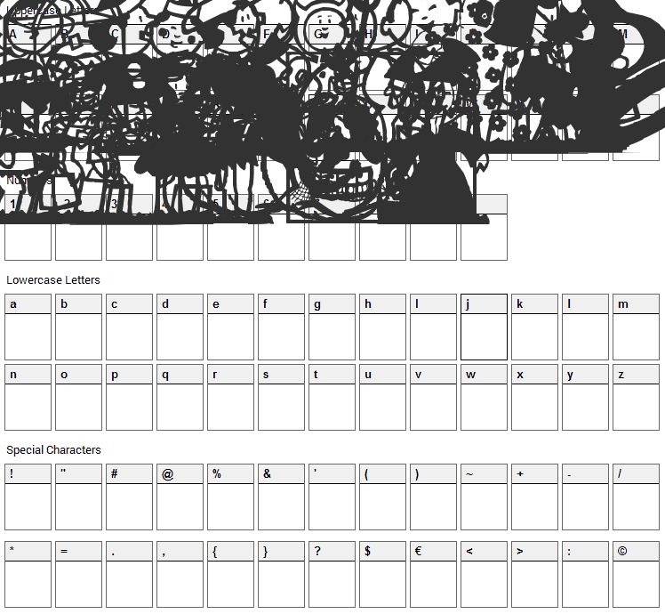 Tricks and Treats Font Character Map