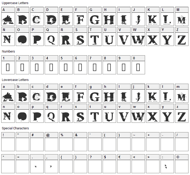 Triple XXX Font Character Map