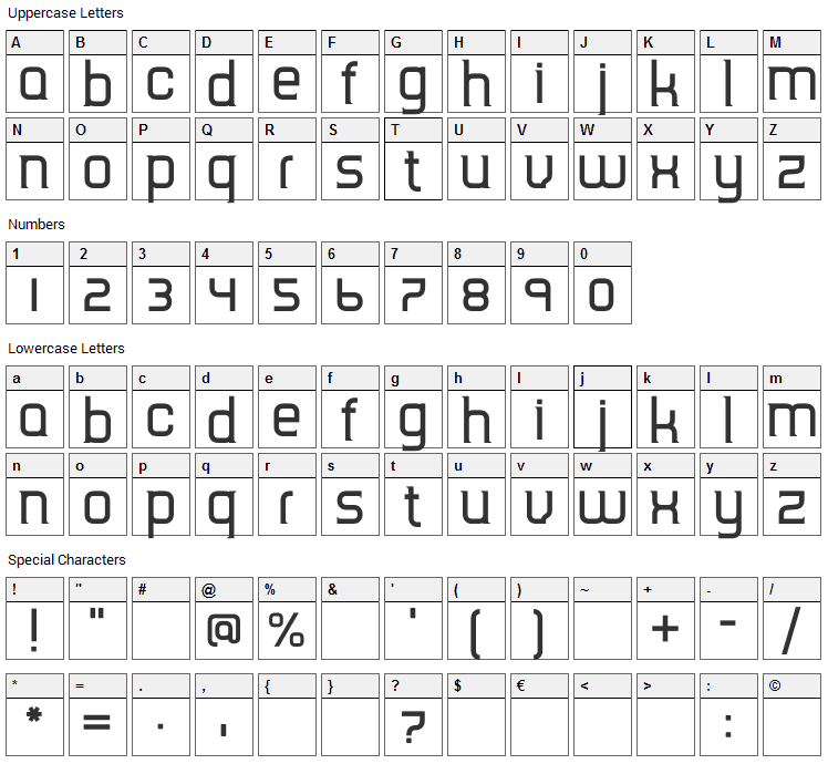 TripSerif CE Font Character Map