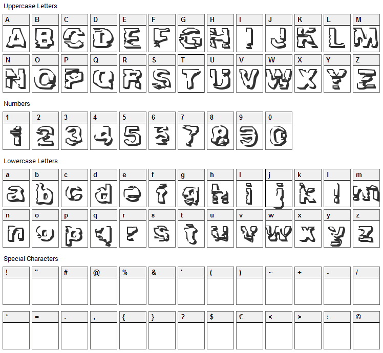 Troglodyte Font Character Map