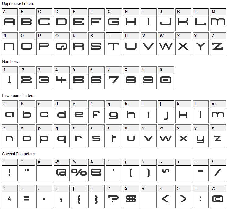 Troglodyte Pop Font Character Map