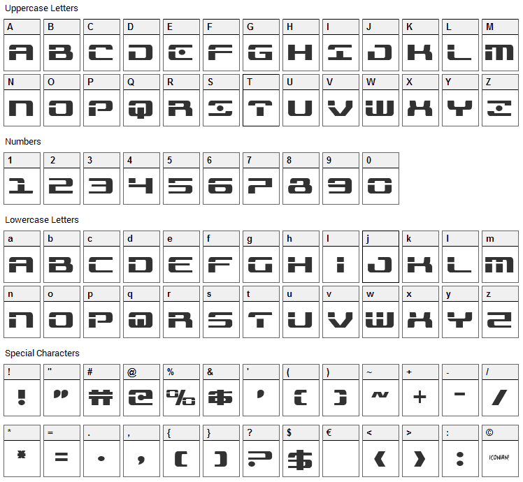 Troopers Font Character Map