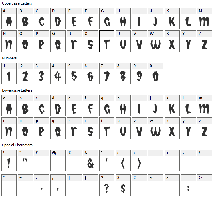 Tropicana Mb Font Character Map