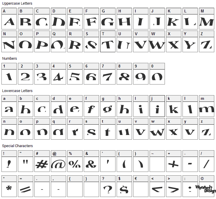 Troubled Genius Font Character Map