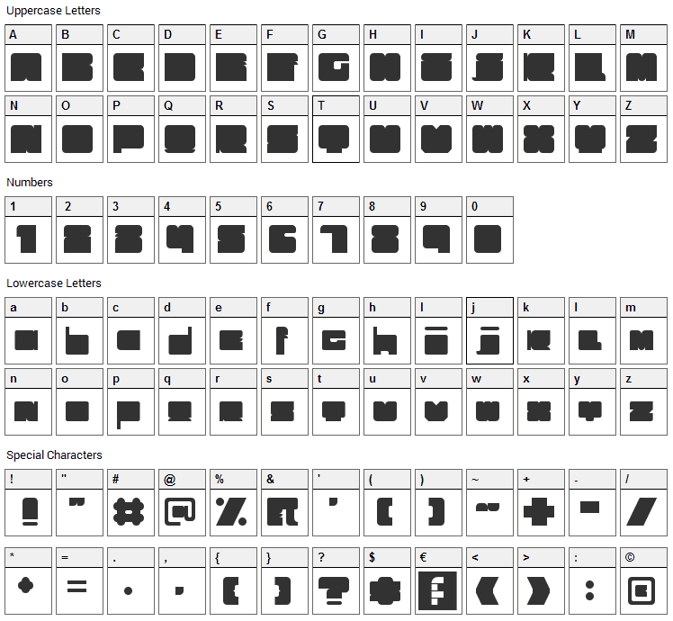 Trubik 77 Font Character Map
