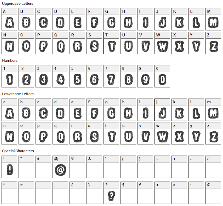 Truffle Shuffle Font Character Map