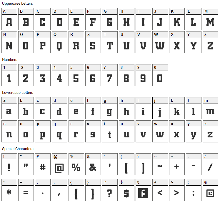 Trump Town Pro Font Character Map