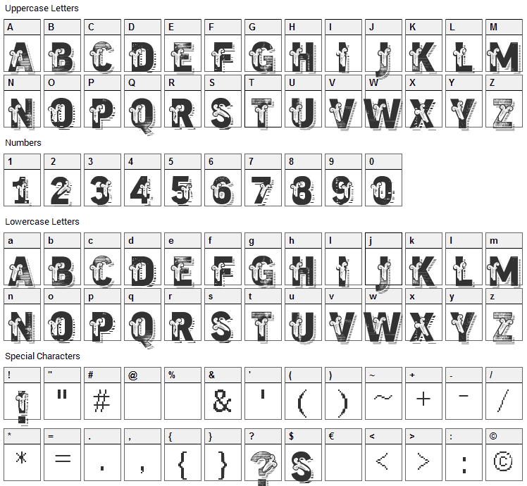 Trutagem Font Character Map