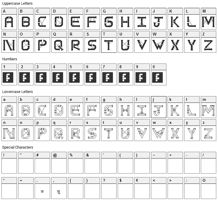 TS PipeStruct Plus Font Character Map