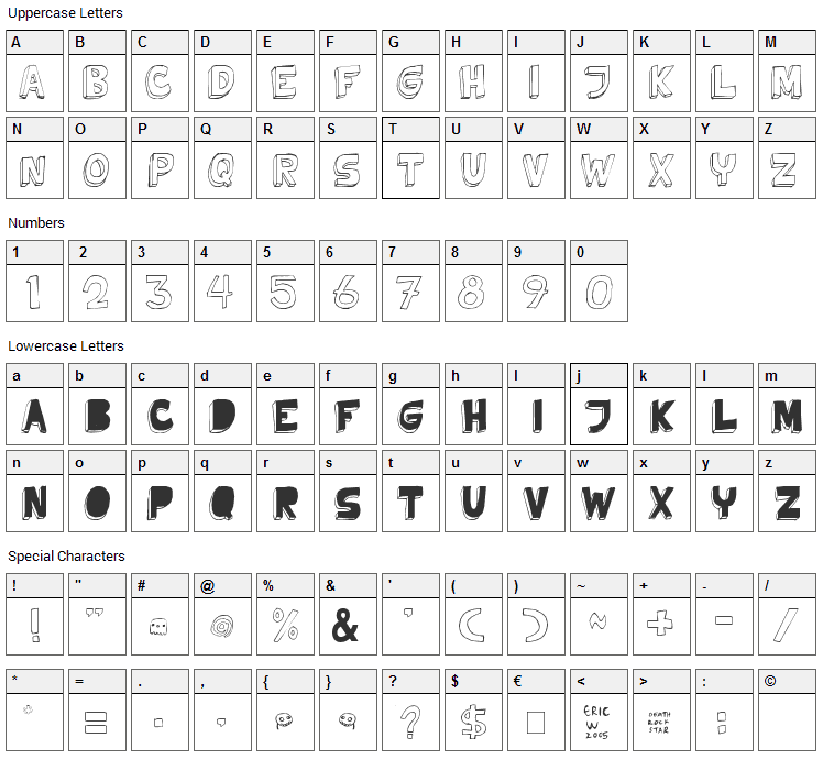 Tweedy Erc 01 Font Character Map